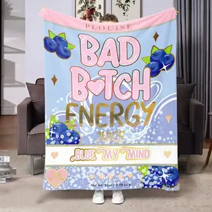 Plouise Blueberry Theme Blanket, Modern Luxury HD Digital Print Flannel Throw, Soft Warm Nap Blanket for Bed Chair Car Sofa Home Travel Camping, Cozy Chic Blanket