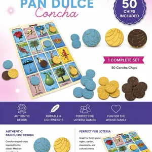 50 Pan Dulce Conchas -Loteria Game Markers Chips Custom Designed for Lotería Enthusiasts