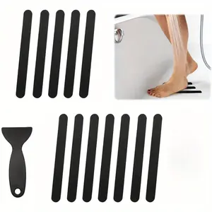 RG 12 pcs Bathtub Non Slip Stickers  Anti Slip Shower Strips Adhesive Decals Scraper for Bath Tub Stairs Steps Floor Ladders with Premium