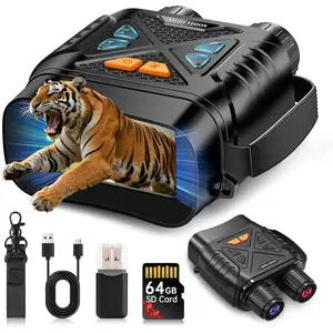 Digital Night Vision Binoculars for Adults - 10X Digital Zoom, 7X Infrared Magnification, 64GB TF Card, USB-Enabled for Photos/Videos, Ideal for Outdoor Camping, Wildlife Observation
