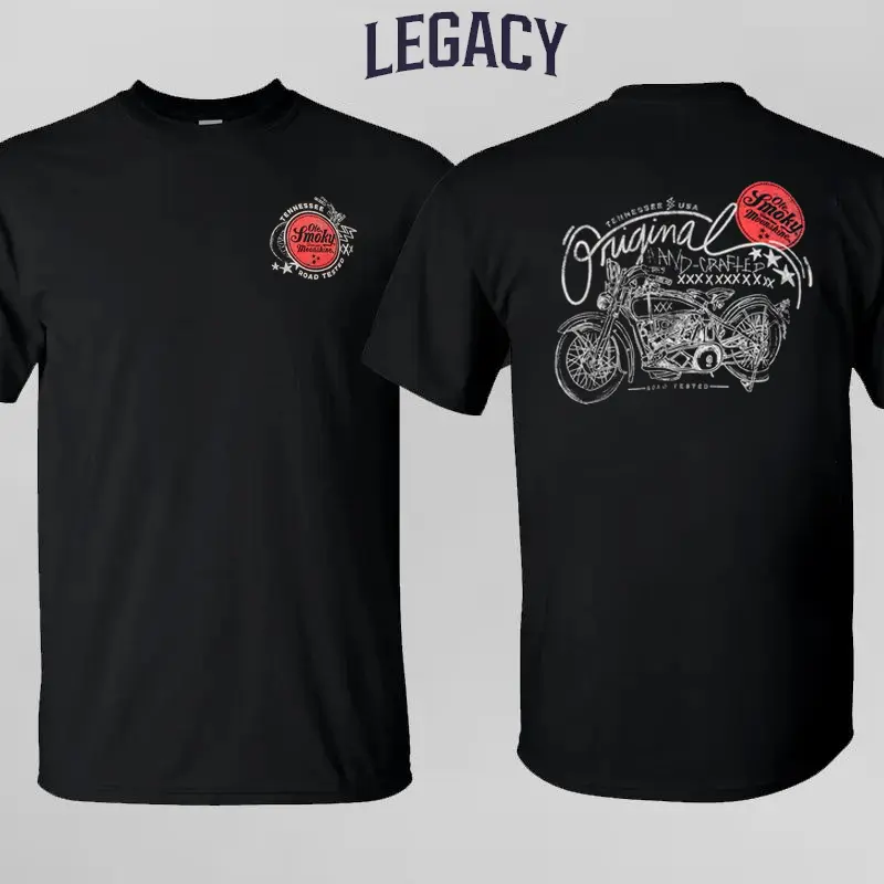 Ole Smoky Tennessee Moonshine Motorcycle T-Shirt Black | Original Hand Crafted Vintage Biker Tee | Road Tested Southern Graphic Shirt | Americana Unisex Top