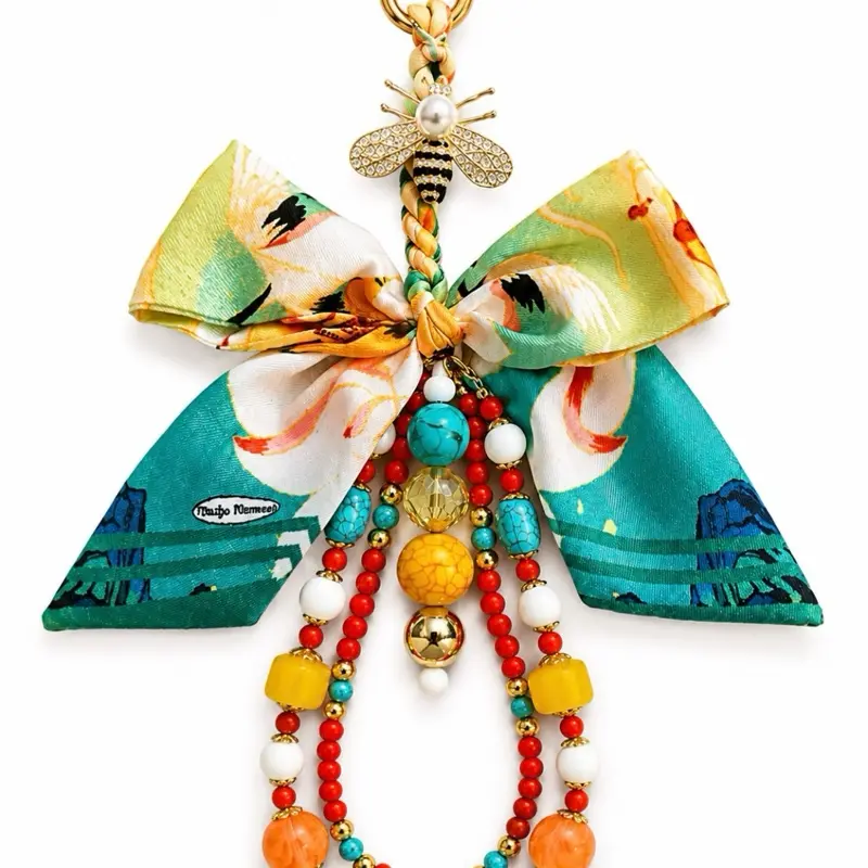 Boho Bee Convertible Bag Charm & Phone Chain Set | Adjustable Web Strap, Durable, Swappable Quick-Attach Strap, Universal Luggage Accessory