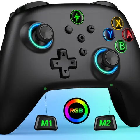 Wireless Switch Pro Controller,Switch Controllers Compatible With Nintendo Switch 2(2025)/Lite/Switch OLED,Multi-Platform IOS/Android/Wired PC,Switch Pro Controller With 9 Adjustable Light Colors,Programmable,TURBO, Game, Accessories