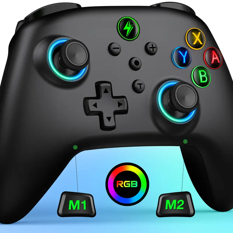 Wireless Switch Pro Controller,Switch Controllers Compatible With Nintendo Switch 2(2025)/Lite/Switch OLED,Multi-Platform IOS/Android/Wired PC,Switch Pro Controller With 9 Adjustable Light Colors,Programmable,TURBO, Game, Accessories