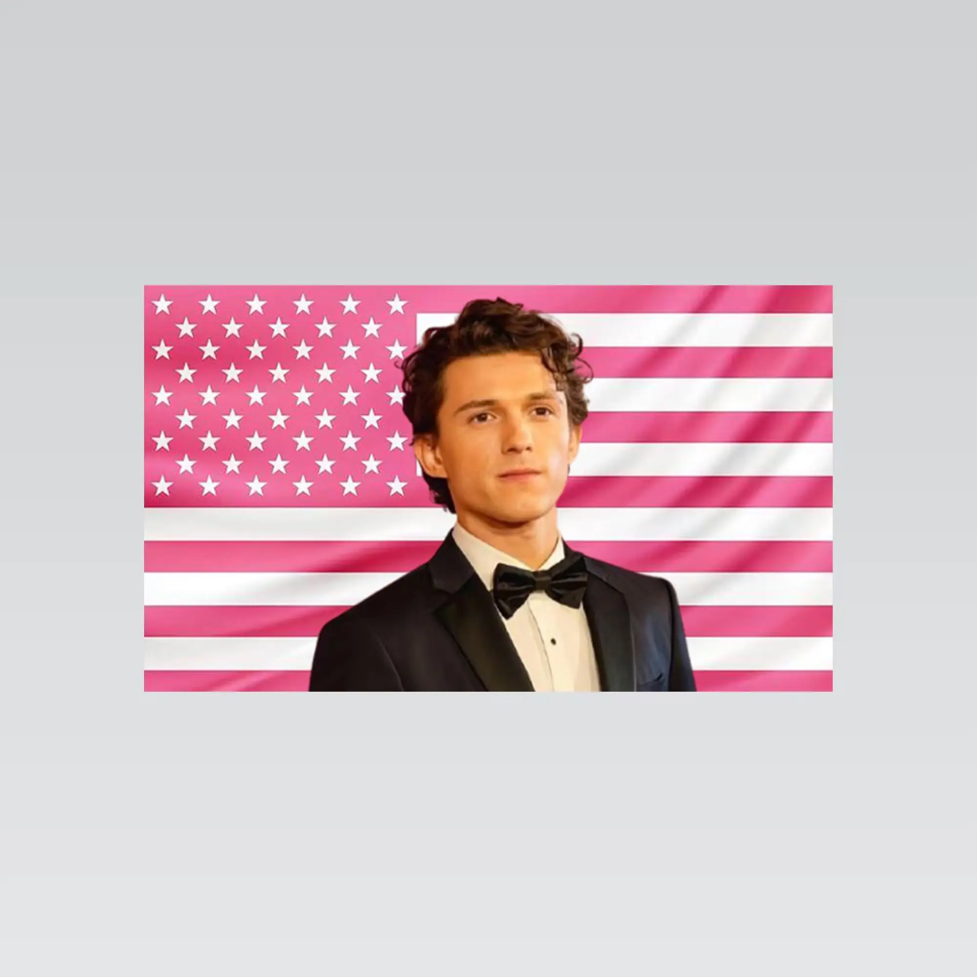Tom Holland Pink American Flag Tapestry 3x5FT, Celebrity Actor Wall Decor, Aesthetic Pink USA Flag Banner, Movie Fan Room Decoration, Spider Hero Inspired Wall Art, Gift for Tom Holland Fans