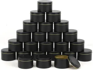 20pack-8oz Black metal tins with lids | set of 20 for only $20