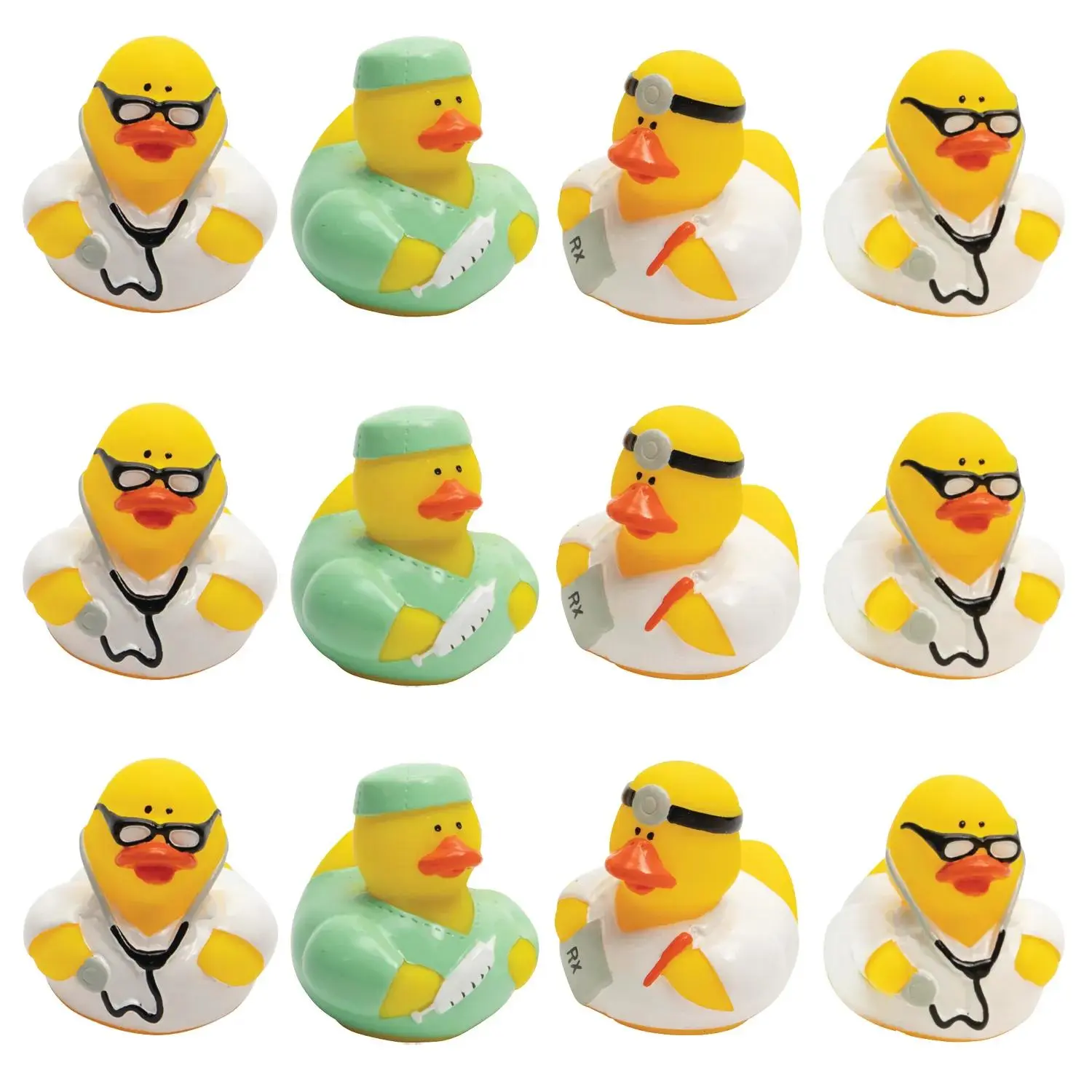 2" Doctor Rubber Ducks with Prescription Pad, Stethoscope & Scrubs - 12 Pc.