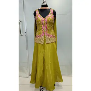 Designer Premium Collection Peplum Top with Sharara Set