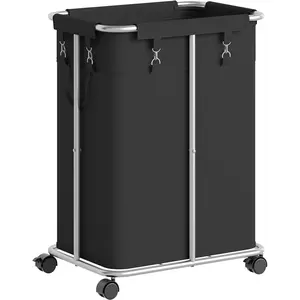 170L Laundry Basket with Wheels, 45 Gallons Rolling Laundry Hamper, Slim Laundry Sorter with Removable Bag, Laundry Room, Dorm Room, Bedroom, Black BB05XY01