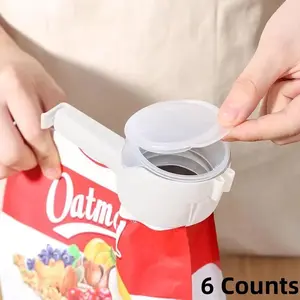 6 Counts Bag Clips, Squeeze and Lock Bread Bag Clips for Food Storage, Food Clips for Bags, Bread Clips, Plastic Bag Clip, Bag Closure Clips, Bread Clips Plastic, Bread Bag Clip,Color random Utensils Kitchen