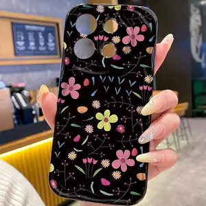 Fashionable Tpu Phone Case with Floral Pattern, Shockproof Full Protection, Compatible with Honor/oppo/realme/infinix/vivo/redmi
