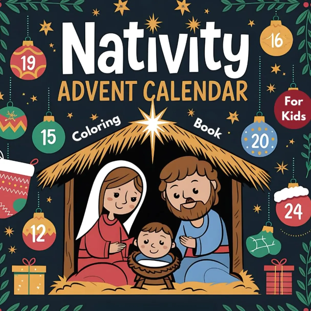 Nativity Advent Calendar Coloring Book for Kids: Countdown to Christmas: 24 Daily Christian Activities and Pictures to Color for Religious Toddlers ... the Birth of Jesus (Nativity Coloring Book) Paperback – October 21, 2024