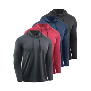 [Quick-Drying] Set of 4 Men's Hooded Sweatshirts|   Long-Sleeve Solid Color Hoodies Polyester Knit Fabric Quick-Drying, Breathable, Moisture-Wicking, Sweat-Resistant Sports Tops for Men, Outdoor Fishing, Gym Workouts, Running