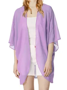 Women's Paisley Print Batwing Sleeve Cover Up, Casual 3/4 Length Sleeve Open Front Cover Up For Summer, Fashion Women's Swimwear For Beach Vacation