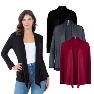 3-Pack Long Sleeve Cardigan – Open Front Lightweight Cardigan