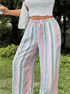 2026 Spring Autumn New High Waist Drawstring Straight Leg Long Pants, Trendy Fashionable Design, Comfortable Fit, Perfect for Daily Wear
