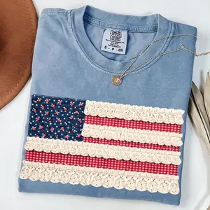 Vintage American Flag Shirt, Patchwork USA Tee, Patriotic Graphic Shirt, Fourth of July Shirt, Comfort Colors®, USA Flag Tees, American Flag