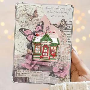 Holiday Bookshop Vibes – Coffee, Santa & Cozy Reads Kindle Grip Book Lover Cute Kindle Accessories Phone Holder PopSocket Phone Grip Magnetic Pop Socket Phone Grip