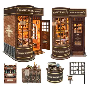 Magic Series DIY Wooden Book Nook, 3D Miniature World Creative Assembly Wooden Bookshelf with Touch Switch Lighting, Perfect Gift for Adults and Children Aged 8 and Up as Decorative Ornament