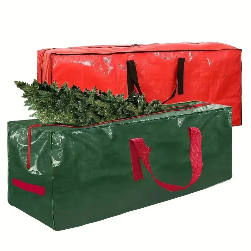 Large Capacity Pe Woven Christmas Tree Storage Bag, Traditional Festive Gift Wrap, Fits Large Christmas Trees, Durable Holiday Organizer