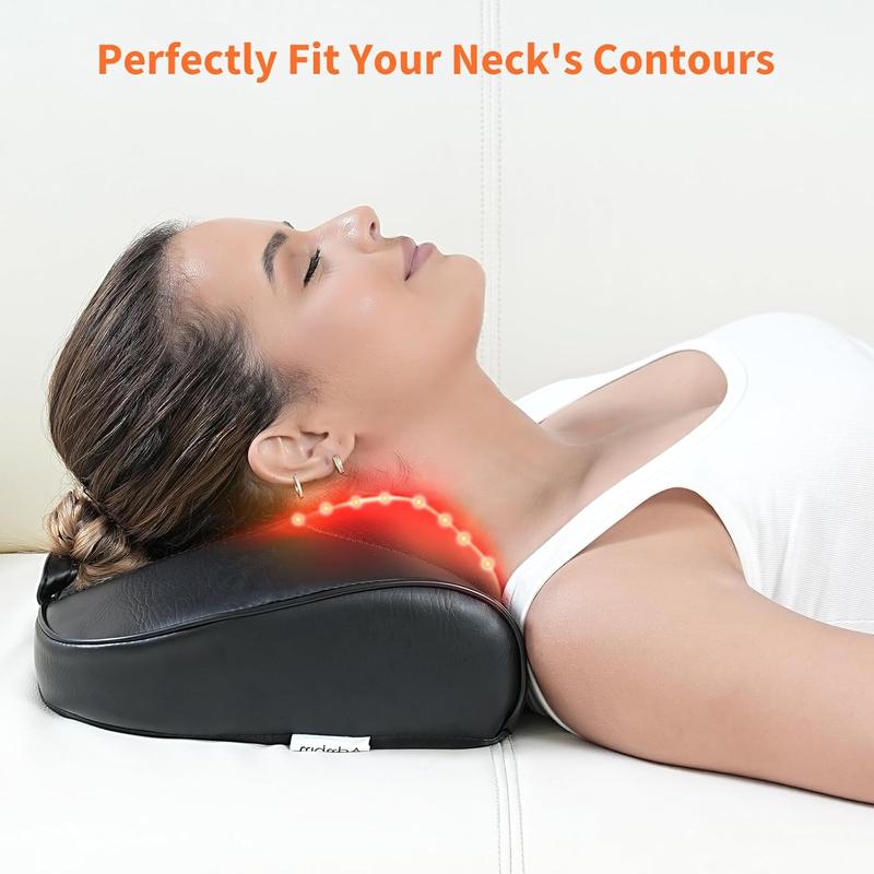 Admbm Cordless Neck & Back Massager with Heat Rechargeable Deep Tissue Shiatsu Pillow for Pain Relief Portable Kneading Massager for Home Office Car Gift for Mom Dad Men Women Daily Adjustable