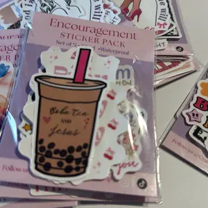 Encouragement sticker, pack set of five vinyl waterproof