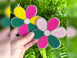 Flower Beaded Coasters   