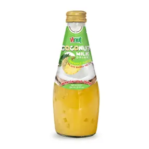 Vinut Coconut Milk Drink Pineapple Flavor with Coconut Jelly Plant Based Non-Dairy Lactose Free 290ml Glass Bottle Pack of 6 12 or 24 Fruity Beverage