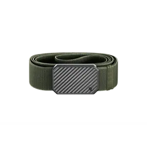 Groove Belt – Modern Stretch Belt for Men, Sleek Everyday Wear – Carbon Fiber / Base Camp Green