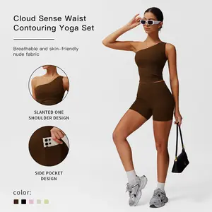 MFVIM Women's Sportswear Tank Top With High Waisted Hip Lifting Shorts Gym Yoga Exercise Clothing athletic tracksuits Workout Set Workout Ribbed Compression Activewear Fitness Seamless