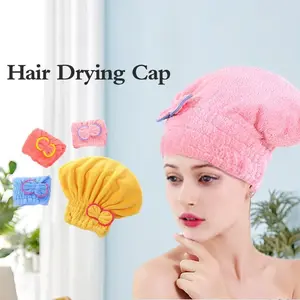 3pcs Towel Wrapped Hair Cute Bow Absorbent Coral Fleece Quick-Dry Soft Skin-Friendly Reusable Bath Cap, Perfect for Daily Use & Travel