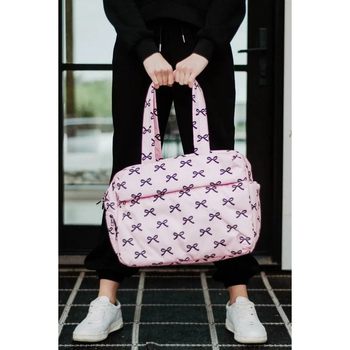 Black & Pink Mini Bows Duffel Weekender