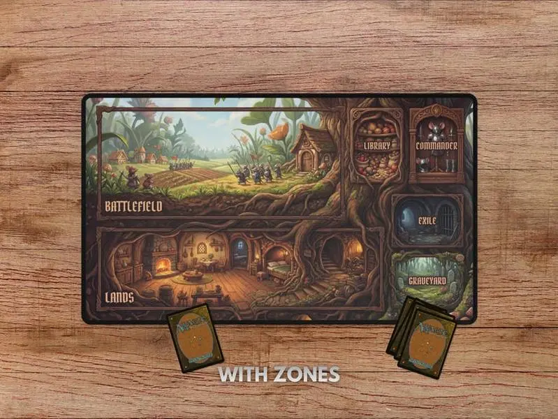 Mouse Kingdom MTG Playmat, Bloomburrow Playmat With Zones, Bloomburrow TCG Playmat, Cute Mouse Playmat, Fantasy Playmat, Commander Playmat Kasper