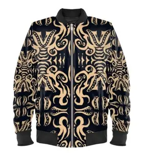Royal Men Bomber Jacket - Black & Gold Quilted Fabric Rain-Resistant Medium Size Elegant Design for Fall Spring