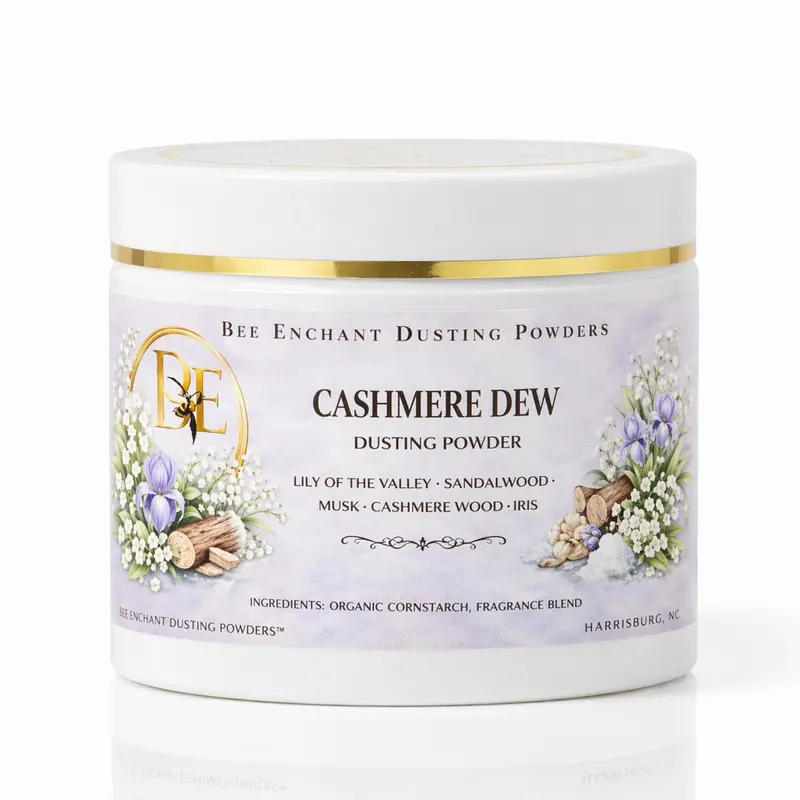 Bee Enchant's Cashmere Dew Custom Body Dusting Perfume Powder- Scented - Finely Milled powder Talc-Free Fragrance Vanilla Daily-Natural shower powder Cosmetic Skin Repair, body powder- perfume powder- dusting body powder, luxury powders