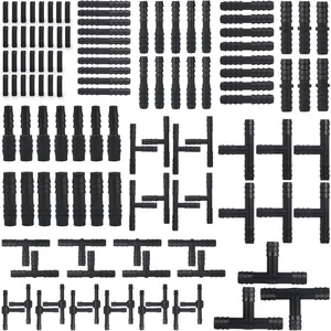 115 PCS 12 Sizes Automotive Vacuum Connector Assortment Kit Heat Resistance 240℃ Black Nylon Vacuum Tubing Tee Connector