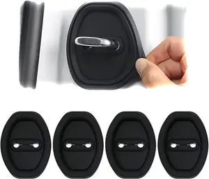 4 PackCar Silicone Door Latch Protective Cover, Vehicle Doors Locks Guard Stopper Set Auto Accessories, Door Lock Protective Cover for Various Models Car