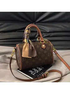 2026 new vintage monogram bucket bag Boston pillow bag PVC shoulder crossbody bag stylish women's bag