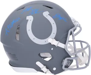 Anthony Richardson, Jonathan Taylor, and Adonai Mitchell Indianapolis Colts Autographed Slate Speed Authentic Helmet - Limited Edition of 10 - Fanatics Authentic Certified