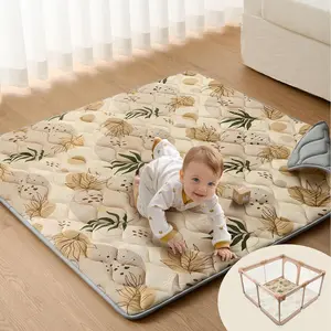 Baby Play Mats for Floor, 50x50 Playpen Mat, Thick Cushioning Padding Foam Playmat for Baby and Toddlers Infants, Non-Slip & Machine Washable, Earth Tones Design