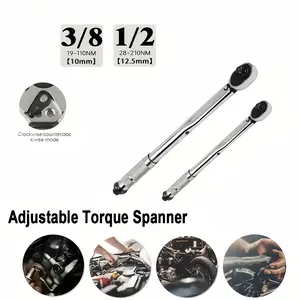 Basics 1/2'' 3/8''-Inch Drive Click Heavy-Duty Torque Wrench 25-155 ft-lb 210 Nm for Mechanics & Professionals with Click Mechanism for Tires