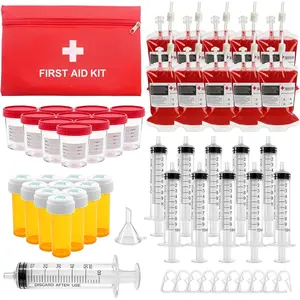 53 Pcs Nursing Graduation Party Supplies Set Iv Blood Bags for Drinks Urine Cups Plastic Syringe Medicine Bottles with Caps for Nurse Doctors' Day Congrats