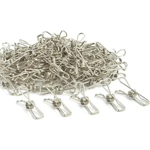 Wire Clothespins Laundry Chip Clips - 100 Pack Bulk Clothes Pins Heave Duty,Durable Metal Clothes Pegs Long-Lasting Strong-Grip Multi-Purpose for Clothesline,Snack Bags,Pictures,Paper at Home,Office