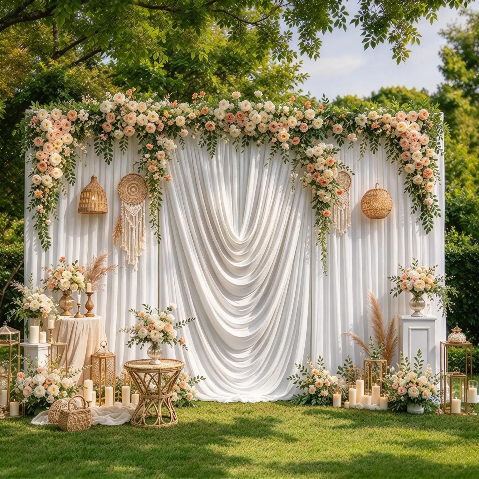 1 Panel or 3 Panels Available, Elegant White Swag Drapery Photo Backdrop, Soft Fabric Curtain for Thanksgiving Decor, Wedding Ceremony, Baby Shower, Birthday Party, Event Table Setting & Portrait Photography Background