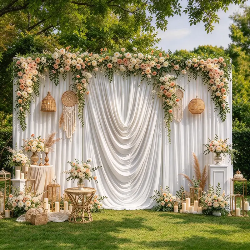 1 Panel or 3 Panels Available, Elegant White Swag Drapery Photo Backdrop, Soft Fabric Curtain for Thanksgiving Decor, Wedding Ceremony, Baby Shower, Birthday Party, Event Table Setting & Portrait Photography Background