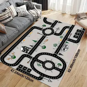 1PC Traffic Road Pattern Interactive Game Mat Simulating Urban Street Traffic Scenes Featuring Traffic Lights and Signs Suitable for Living Rooms Game Rooms Bedrooms As A Fun Home Activity Area Safe and Durable Game Mat