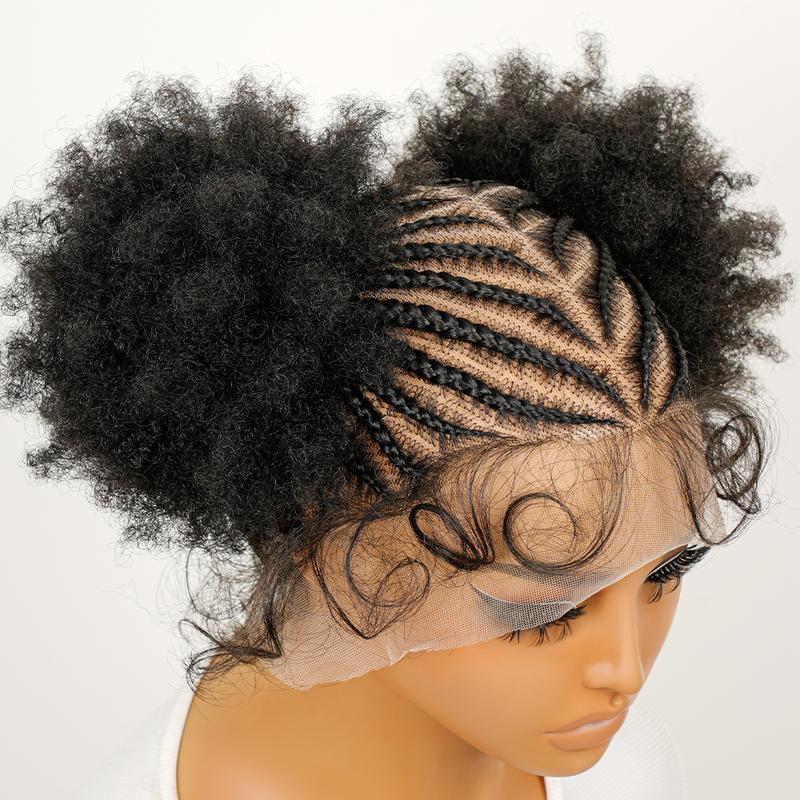 Supernova Pre-Styled Braided Wig Afro Ponytail Full Lace Braided Wig Synthetic Hair