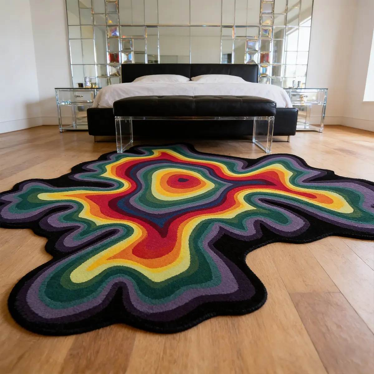 Nordic Style Living Room Carpet, Artistic Design Abstract Bedroom Mat, Soft Plush Foot Pad, Hand Wash Only, Suitable for Home Decor, Room Decoration Rug, Boho Area Rug, Modern Abstract Rug, Decorative Rug, Abstract Area Rugs