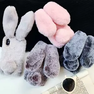 Rabbit Plush Warm Phone Case Apple 14 Goddess Hand Warmer Protective Cover