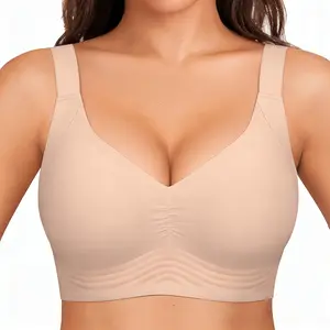 VRCOMFY Women Wirefree Bras Full Coverage No Underwire Everyday Bras – Comfortable Wireless Padded Jelly Bra with Magic Push  up